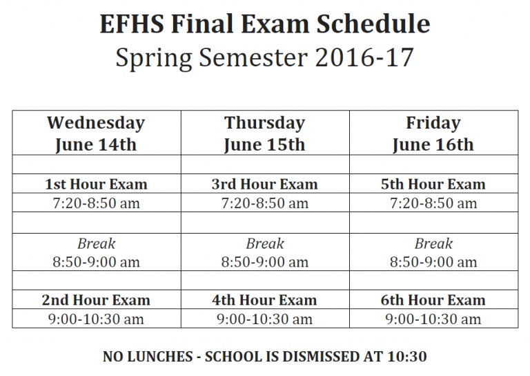 Final Exam Schedule 