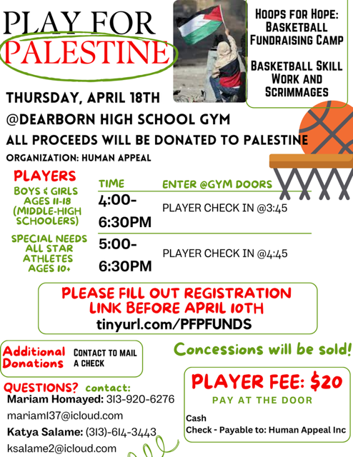 National Honor Society(NHS) students promote Play for Palestine-Hoops For Hope Basketball Fundraising Camp
