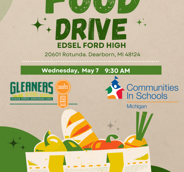 Food Drive Wednesday, May 7 at 9:30 am مخزن الغذاء