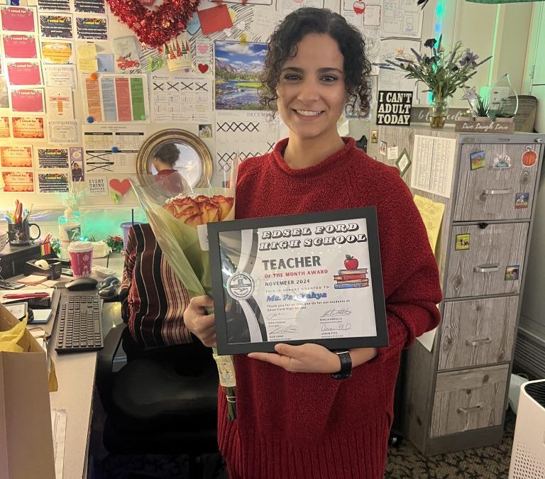 Congratulations to Ms. Yahya-Staff/Teacher of Month for November!