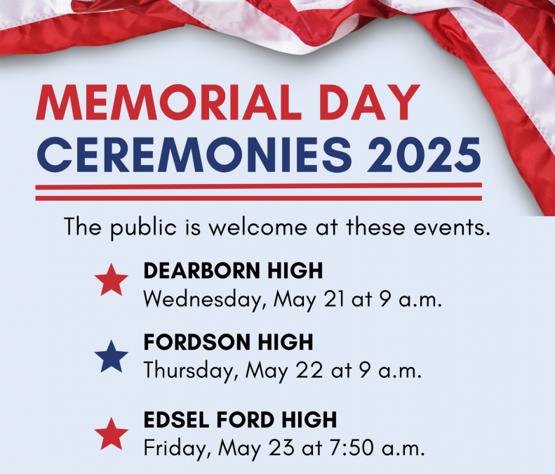 Memorial Day Ceremony 2025 Friday, May 23rd 7:50am