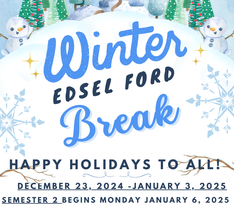 Winter Break December 23, 2024 through January 3, 2025