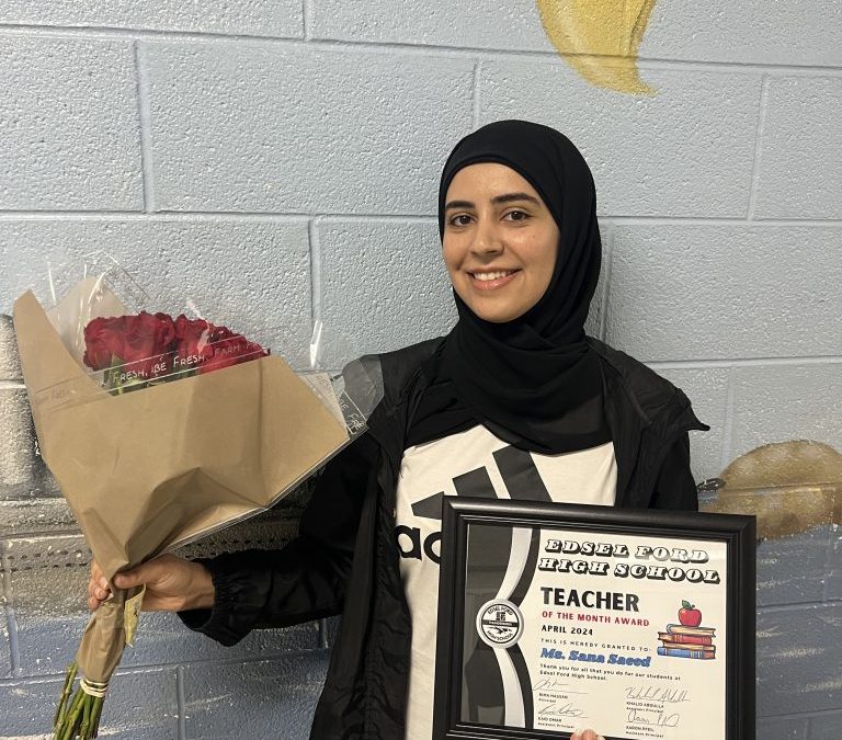 Congratulations to Ms. Saeed Teacher of the month of April
