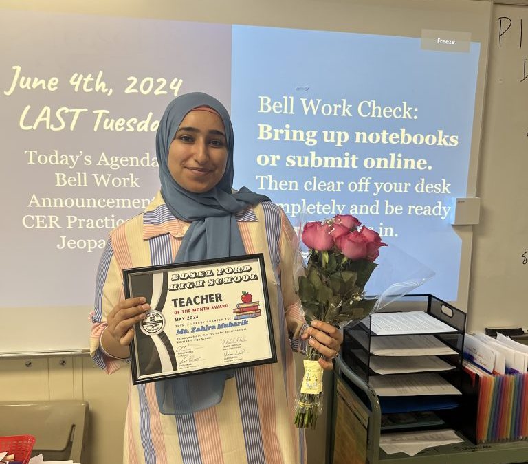 Congratulations to Ms. Mubarik for being Teacher of the month of May