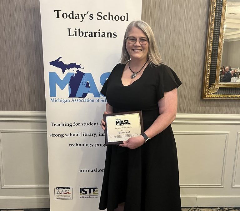 Congratulations to Ms. Alward for being named Michigan Librarian of the Year!